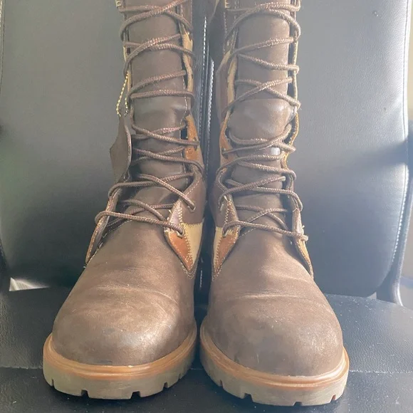 Timberland Patchwork Knee-High Leather Boots Size 11 - Picture 6 of 16